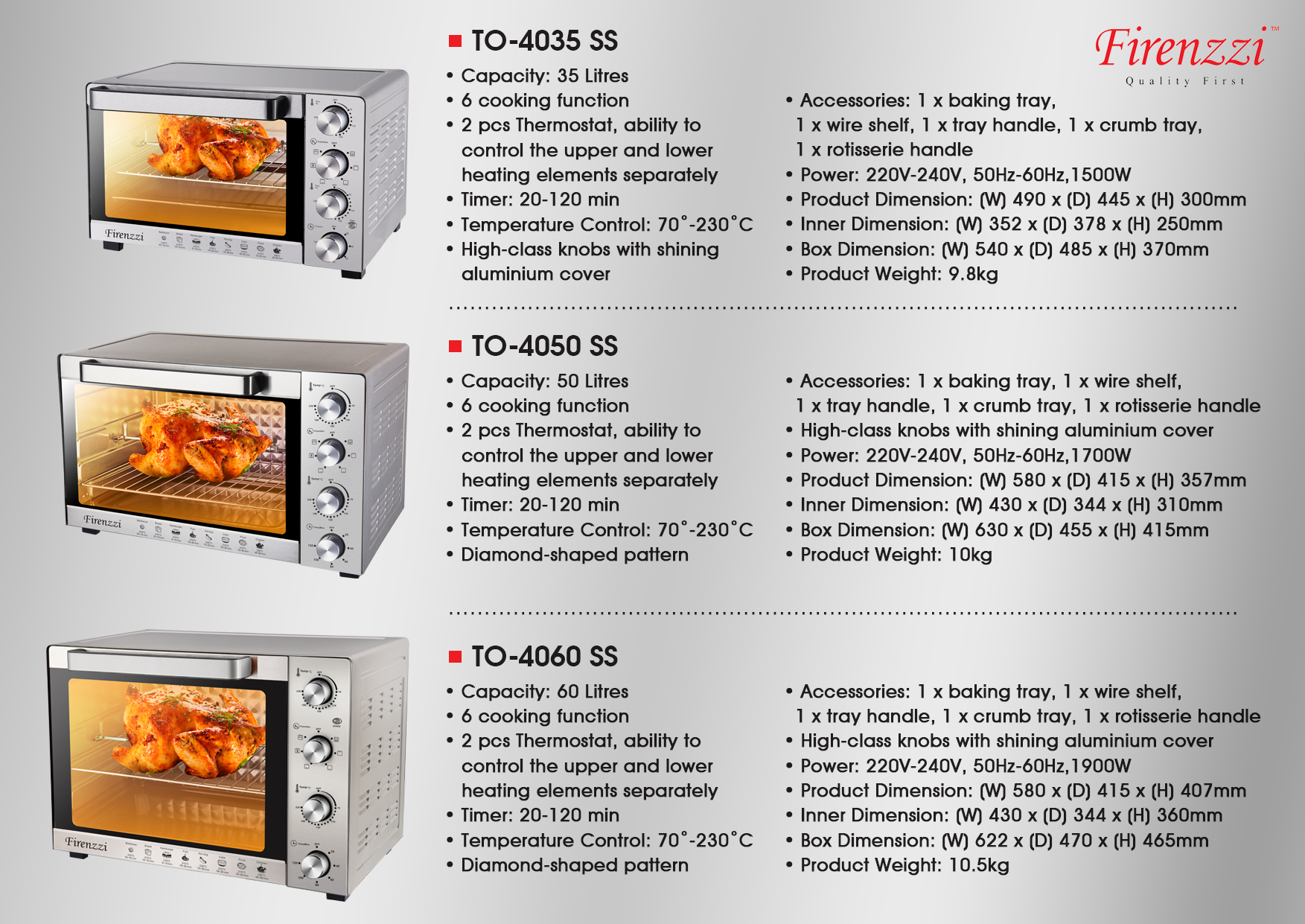 FIRENZZI Electric Oven TO-4035 SS