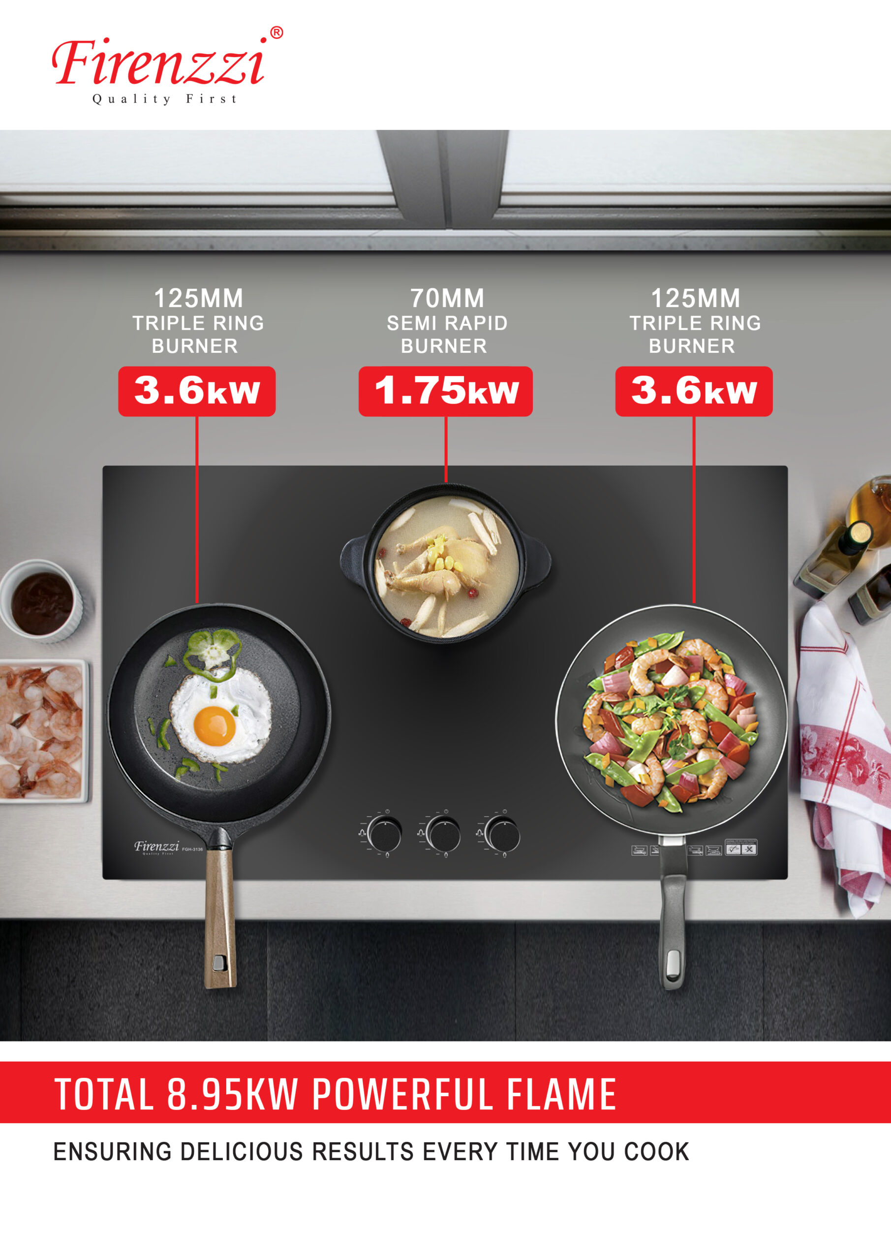 FIRENZZI Dapur Gas The Exellent Series 3 Pembakar FGH-3136